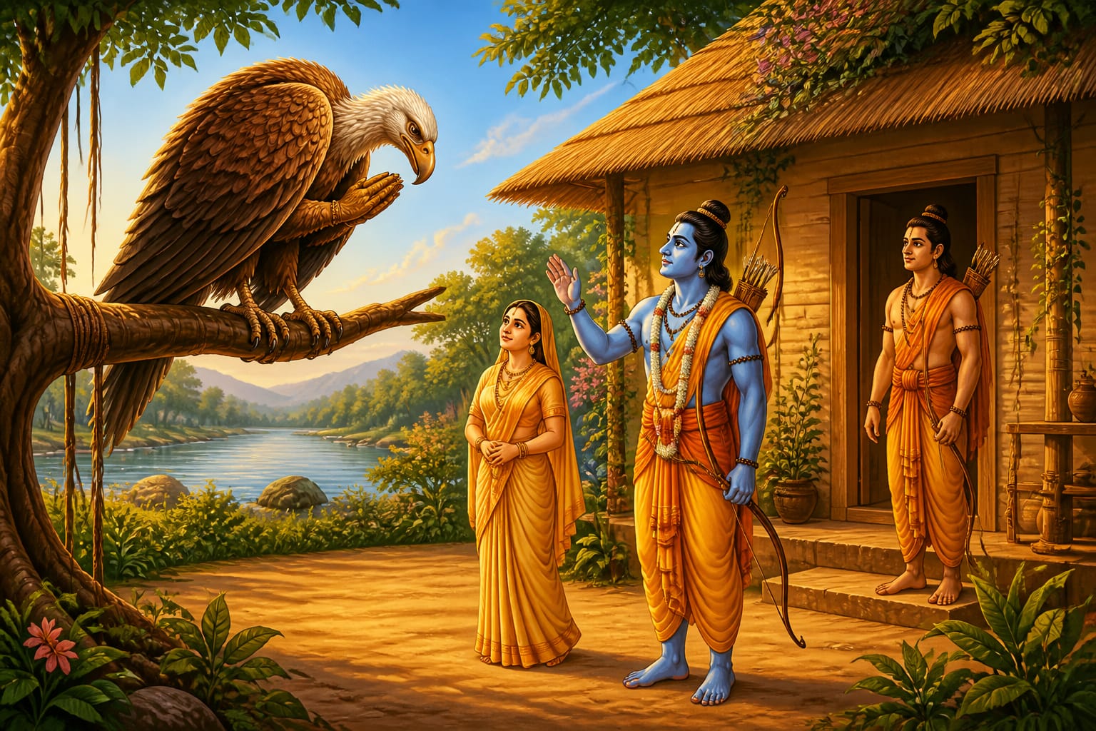 Jatayu the great vulture greeting Rama at Panchavati