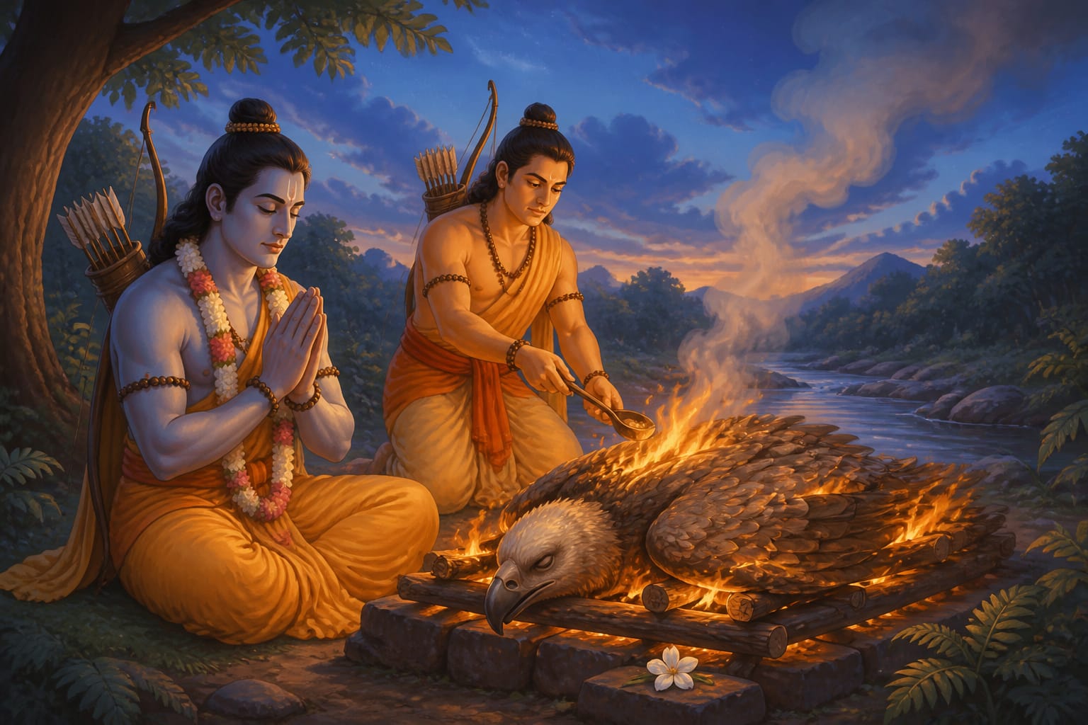 Rama performing Jatayu's funeral rites