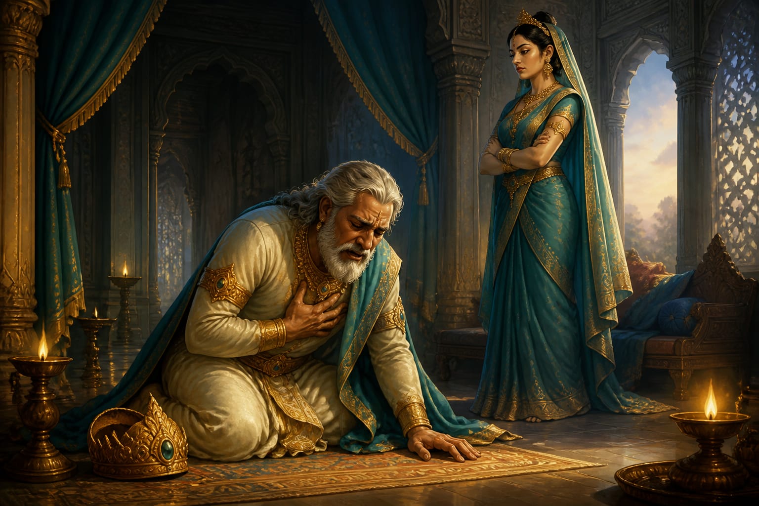 King Dasharatha collapsed in anguish