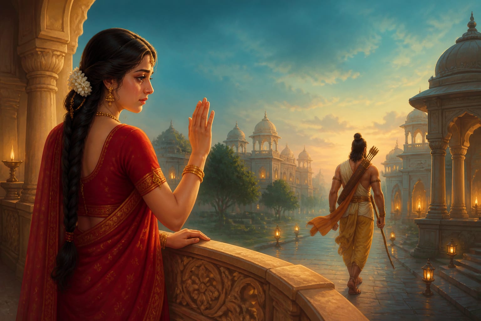 Urmila bidding Lakshmana farewell