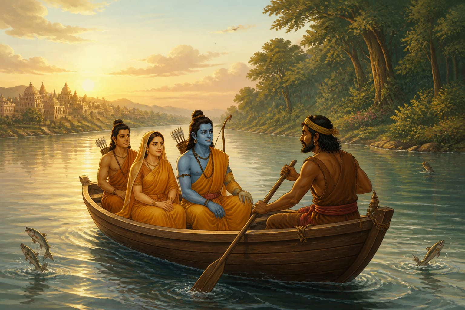 Crossing the Ganga at evening