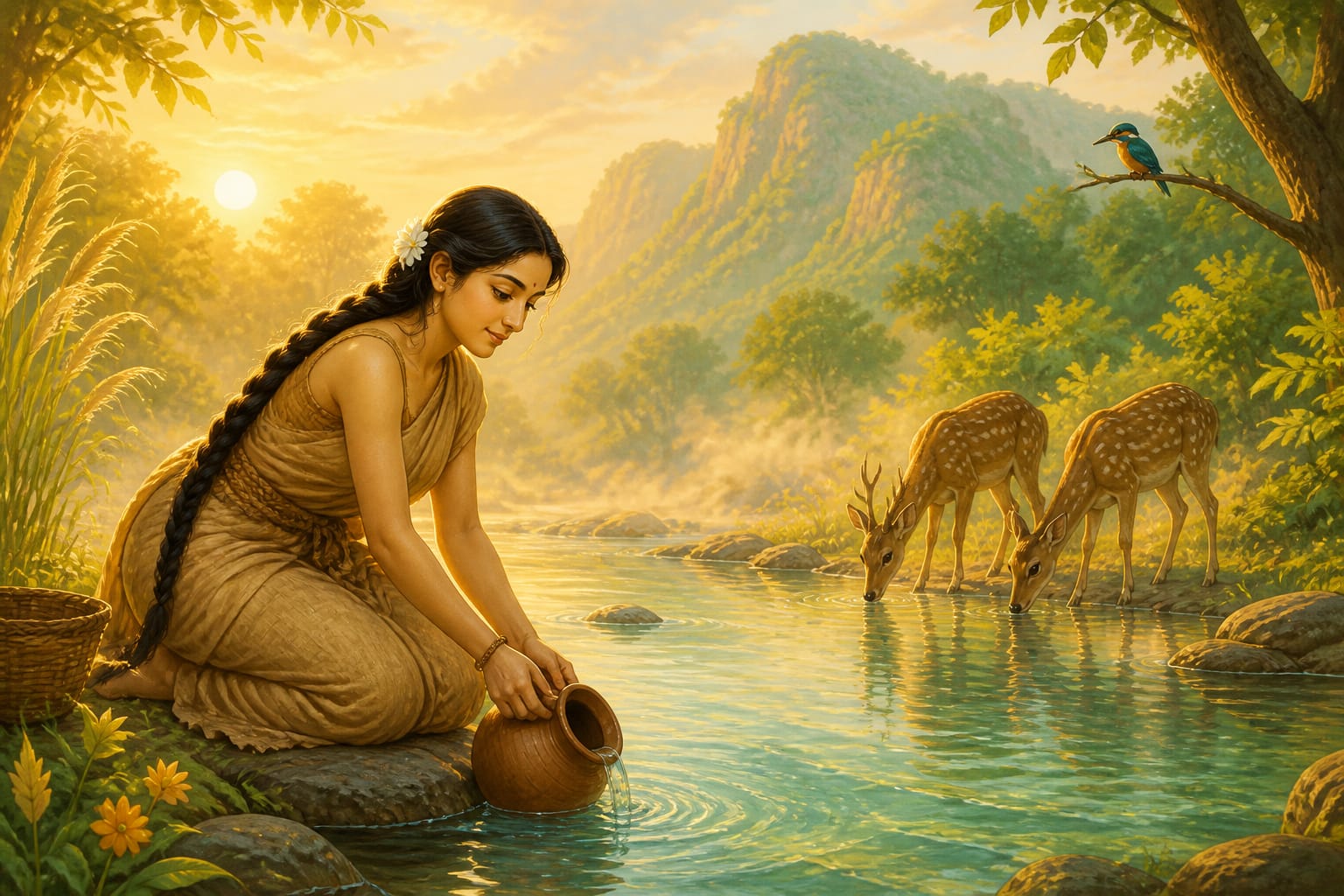 Sita at the Mandakini at sunrise