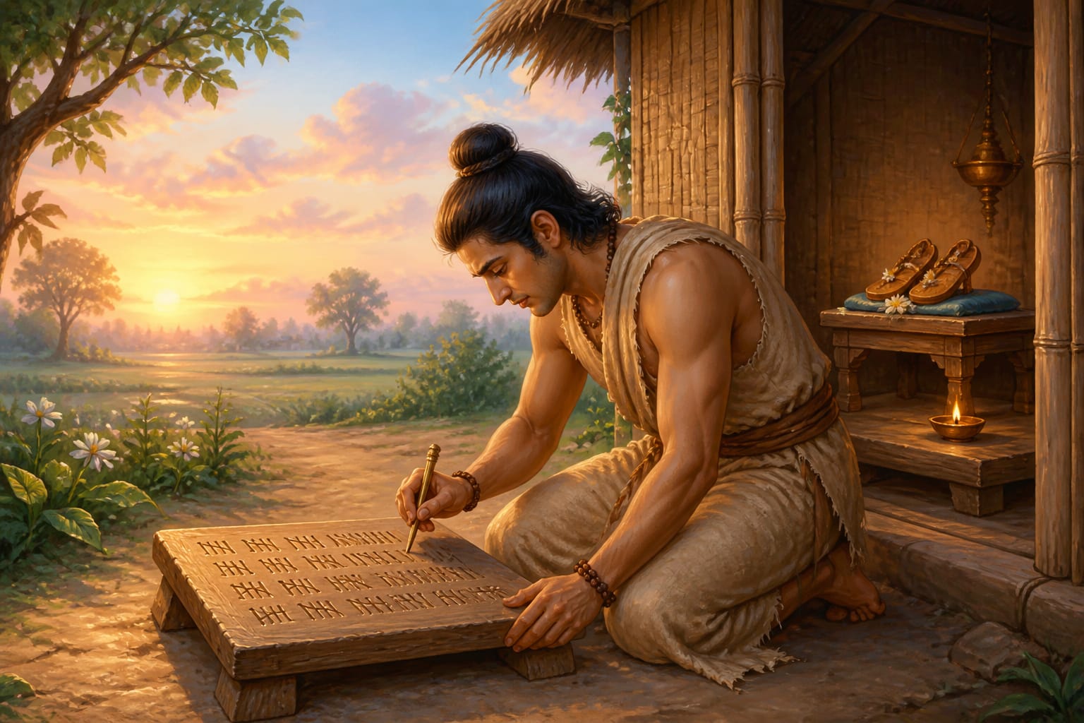 Bharata counting days of Rama's exile
