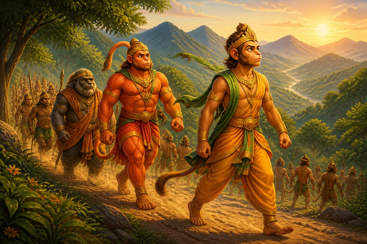 The southern party marches into the Vindhya foothills