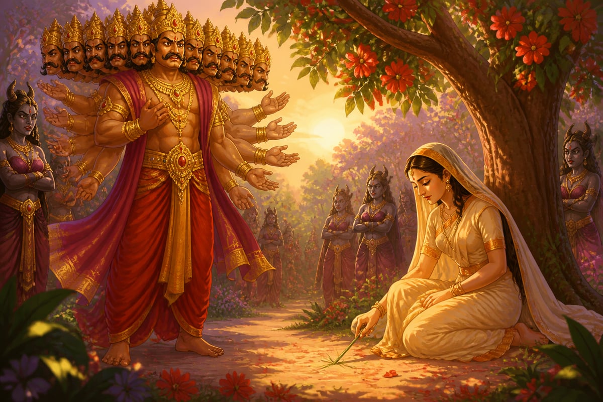 Ravana confronting Sita beneath the Ashoka tree