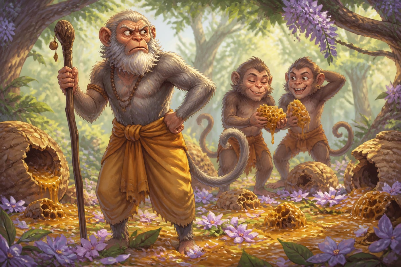 Dadhimukha furious at the wrecked honey grove