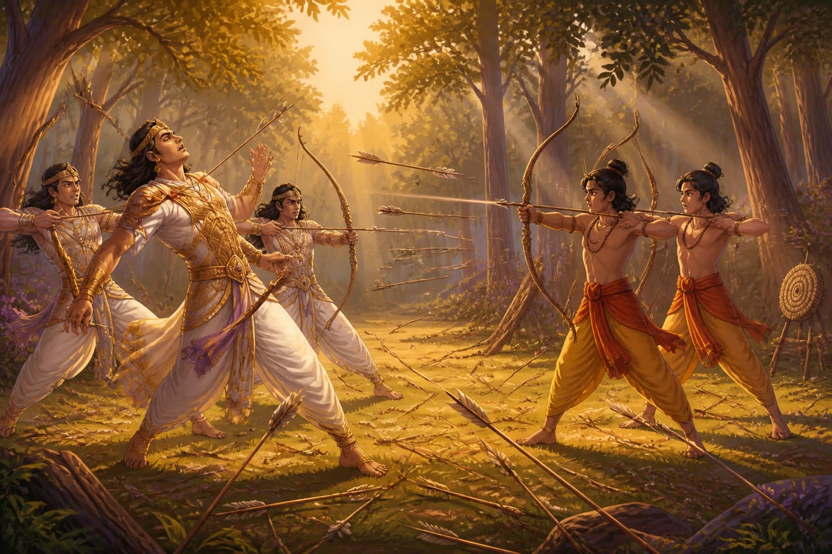 The Ayodhyan princes fighting Lava and Kusha