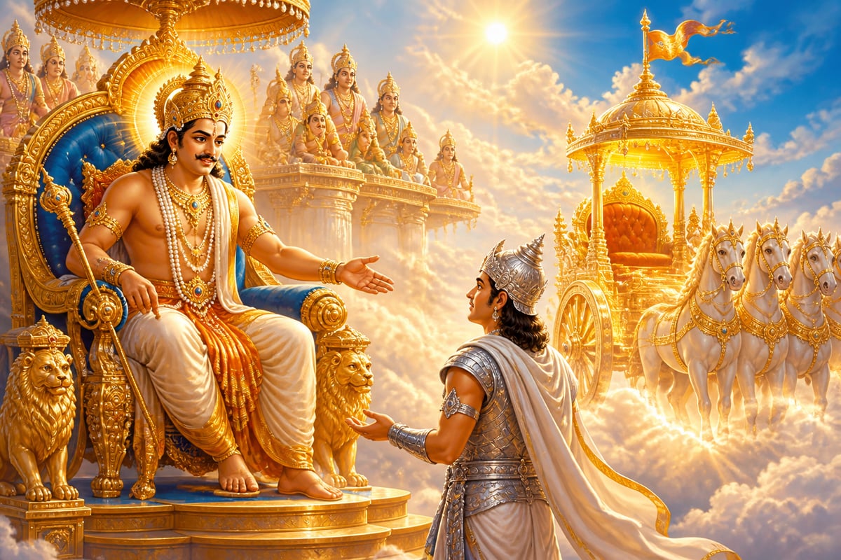 Indra commands Matali to take his chariot to Rama