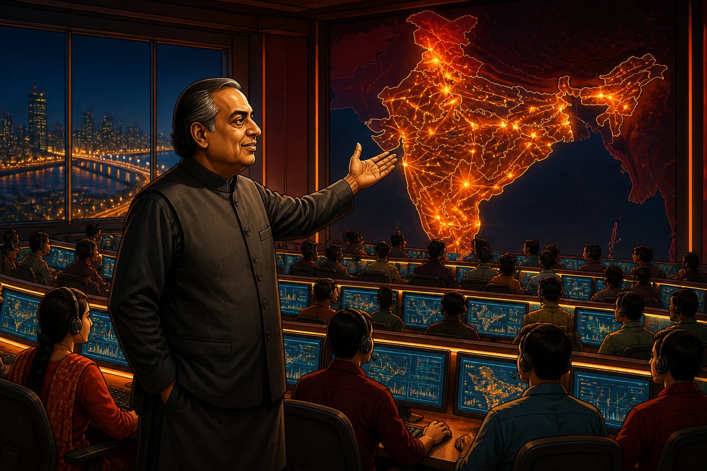 Jio telecom war room lighting up India