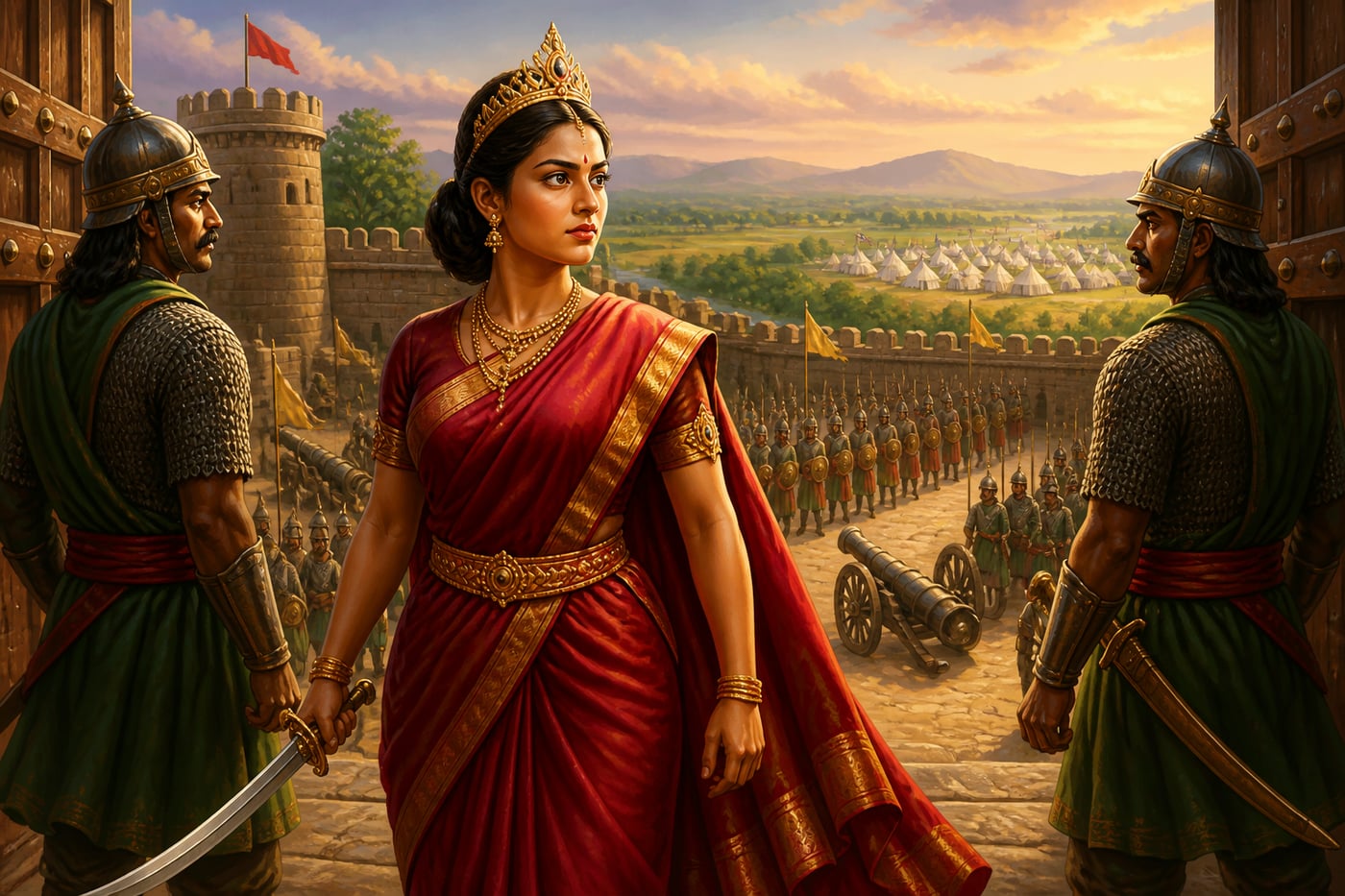 Rani Chennamma defending the Kittur fort gate