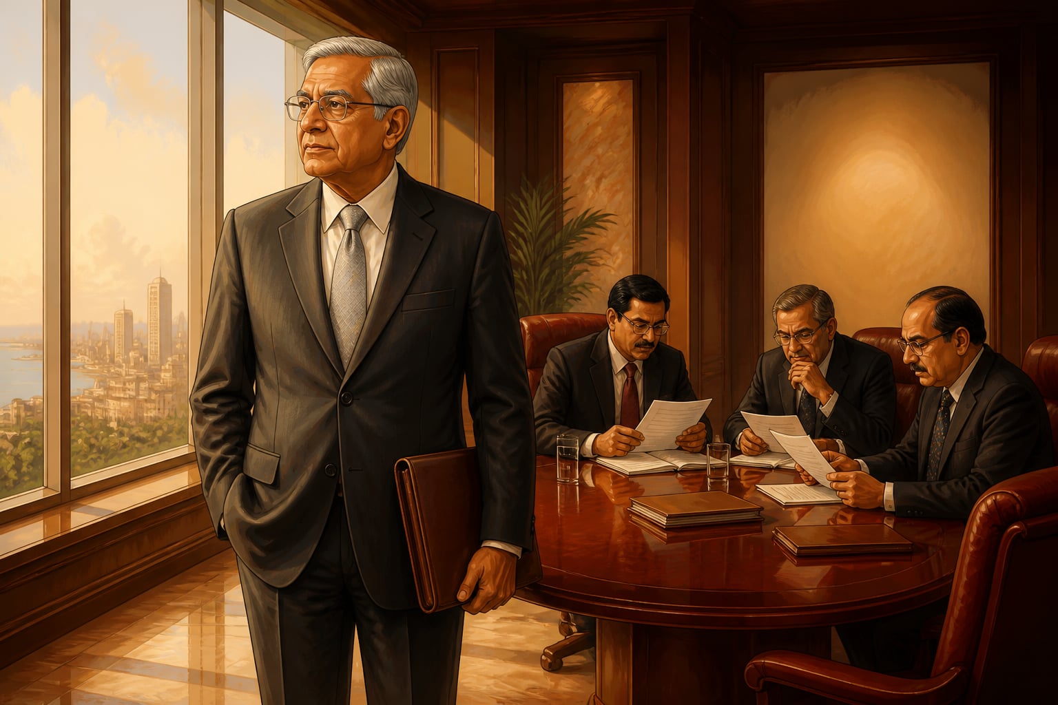 Deepak Parekh at HDFC's measured Mumbai boardroom