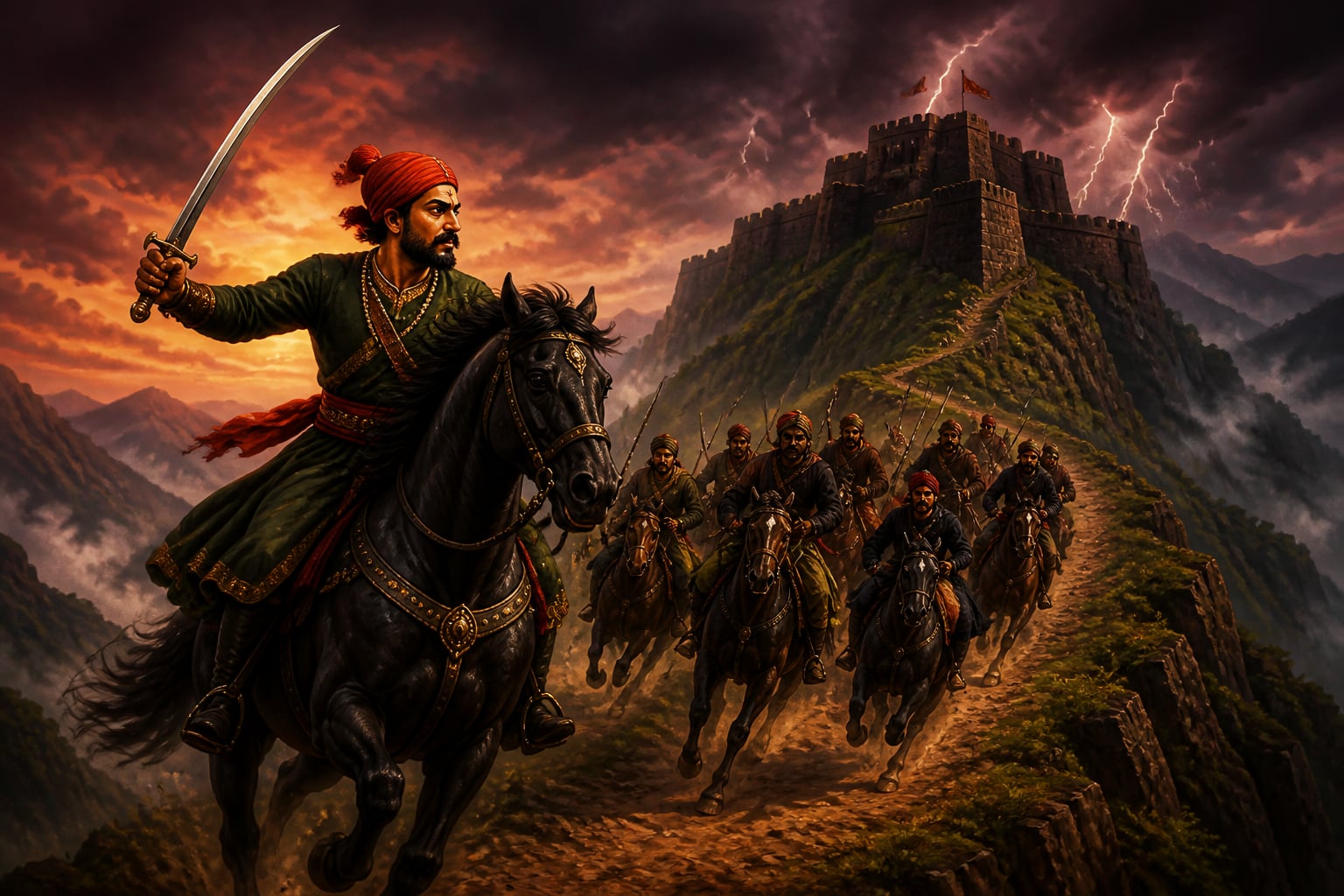 Shivaji's lightning raid below a Sahyadri hill fortress