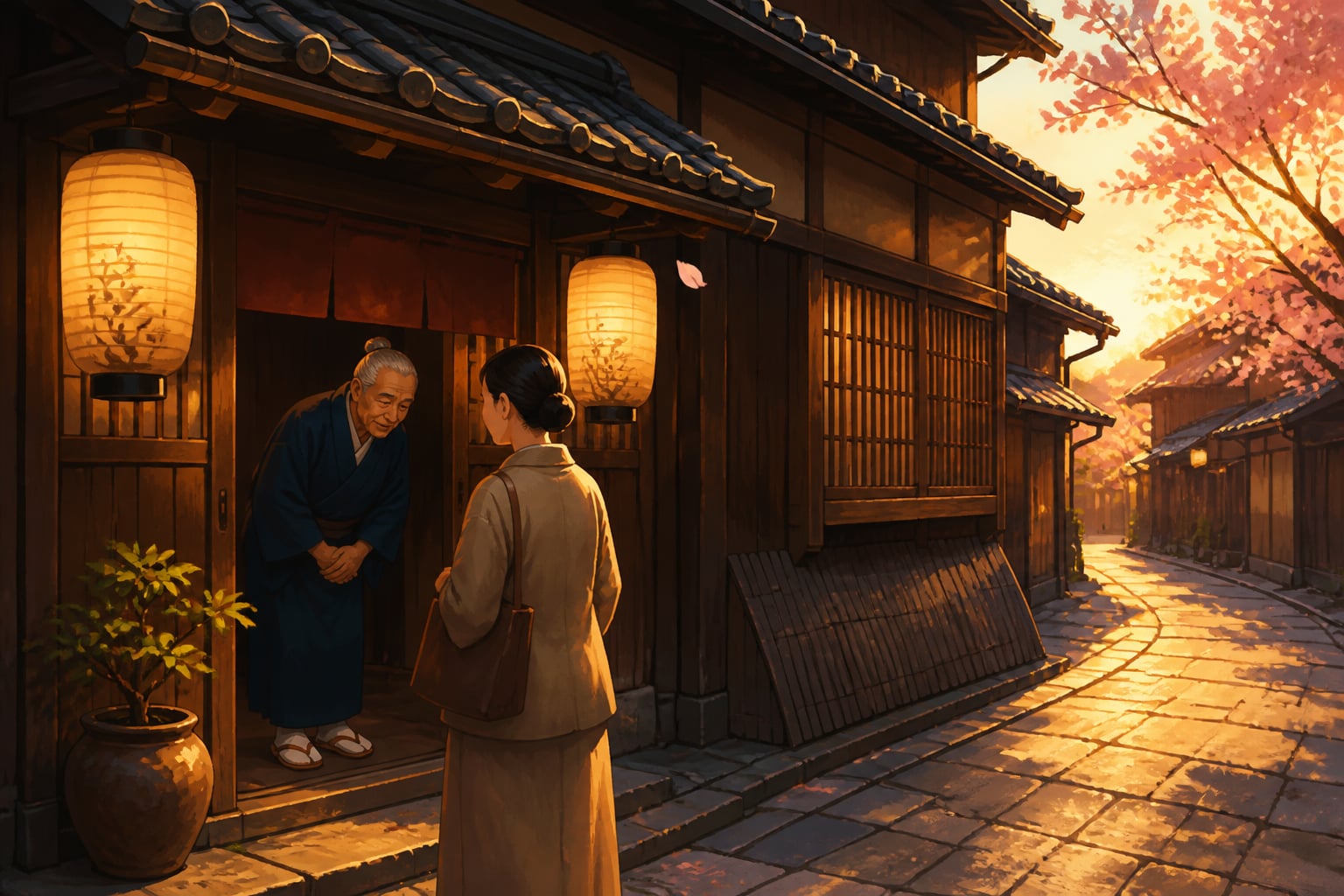 A centuries-old Japanese shinise teahouse on a quiet Kyoto street