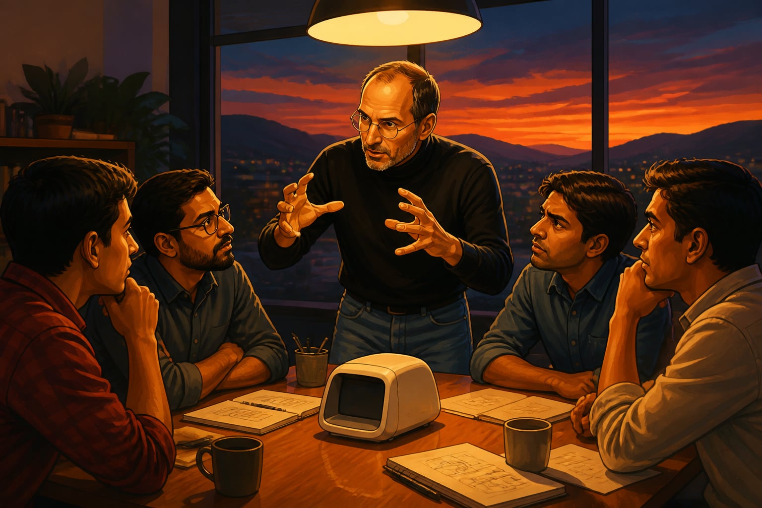 A charismatic tech executive shaping an unseen vision for his engineers