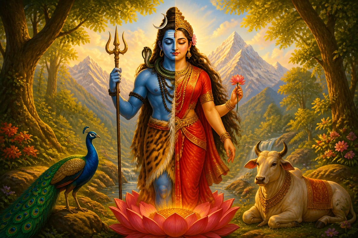 Ardhanarishvara, the integrated half-male half-female cosmic form