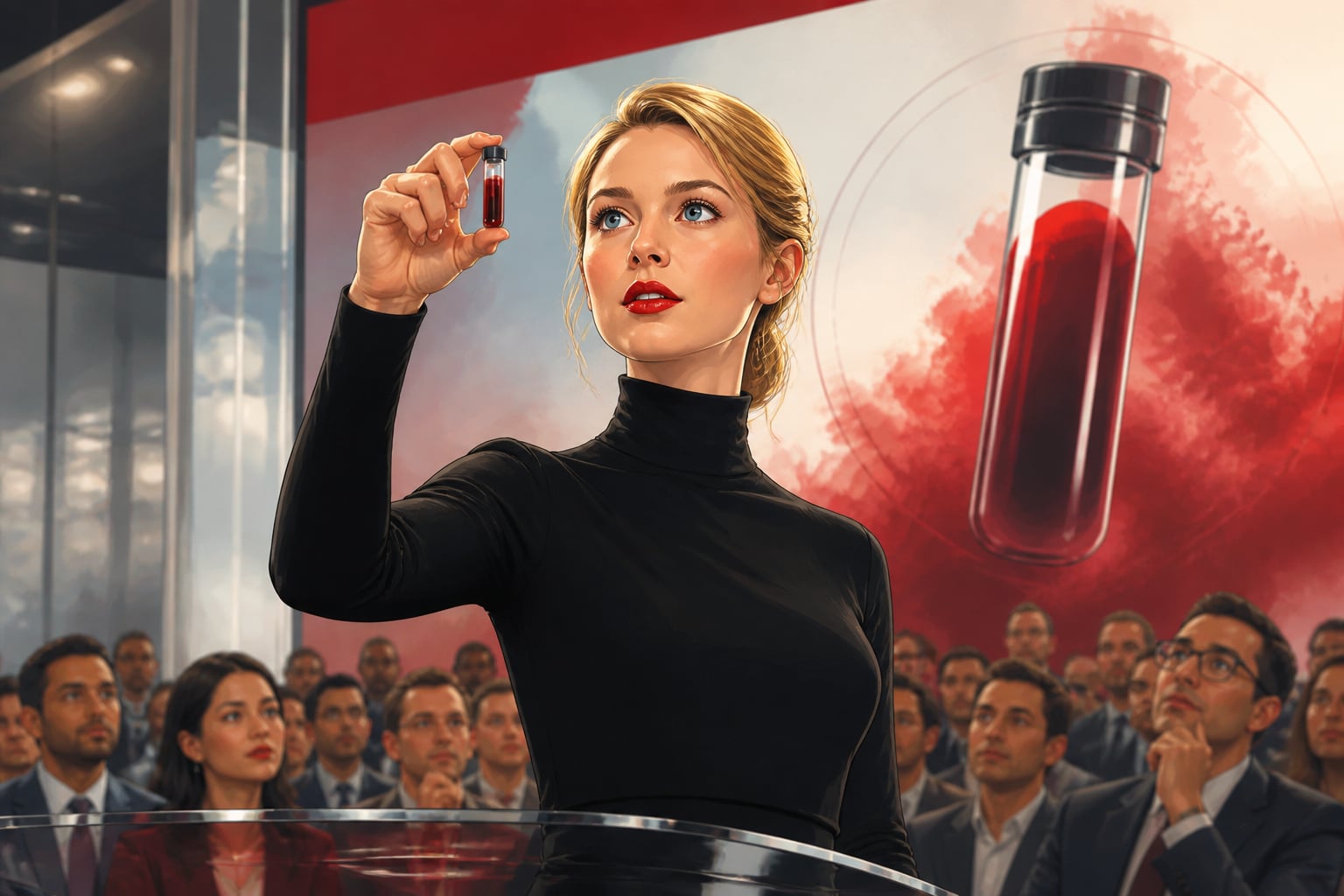 Elizabeth Holmes presenting Theranos to investors