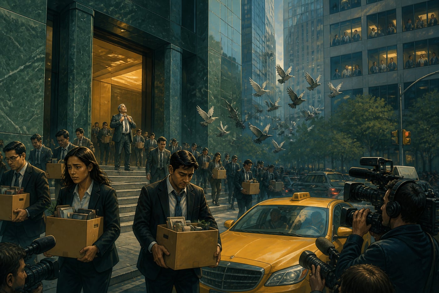 Bank employees leaving Lehman Brothers in 2008