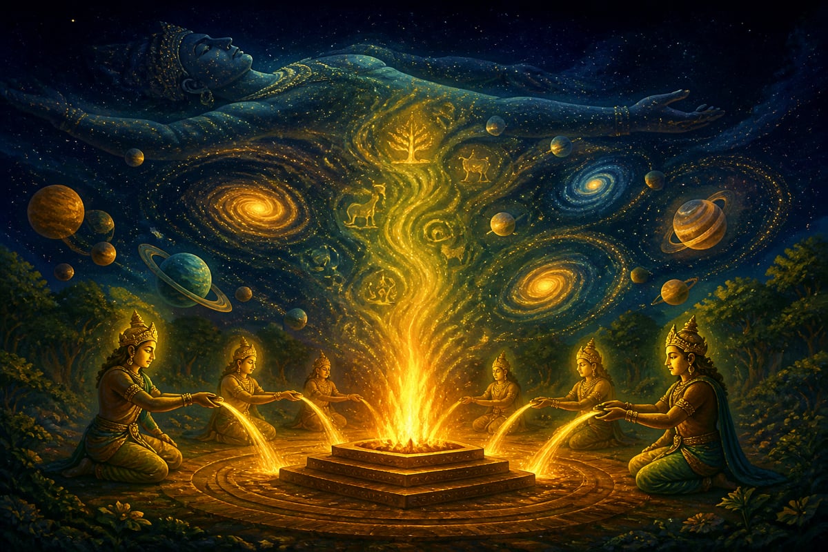 Universe emerging from the cosmic Purusha yajna