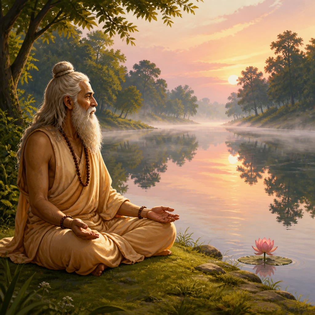 Rishi Vasishtha at the Saraswati at dawn