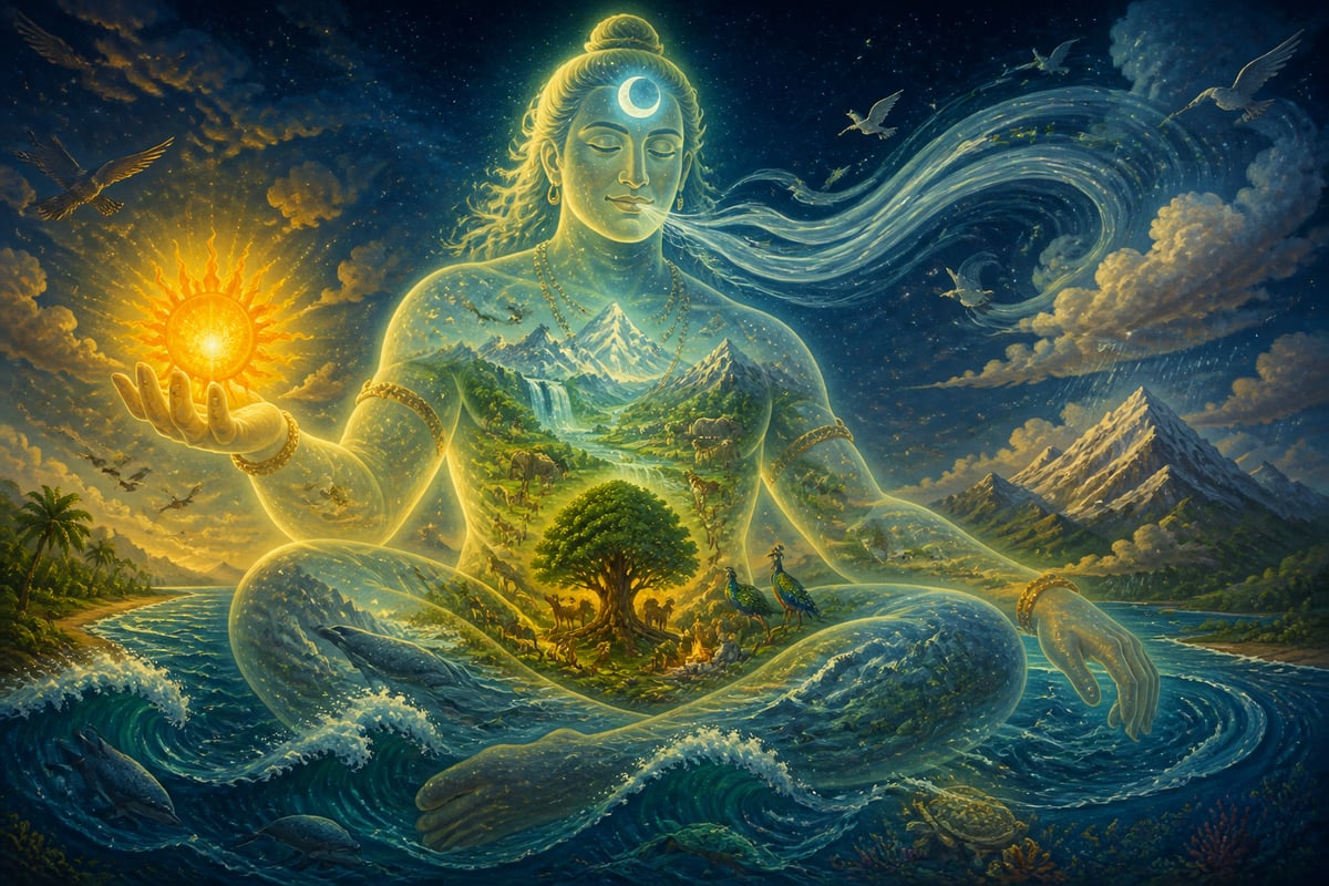 The Purusha as the cosmic being from whom the world is born