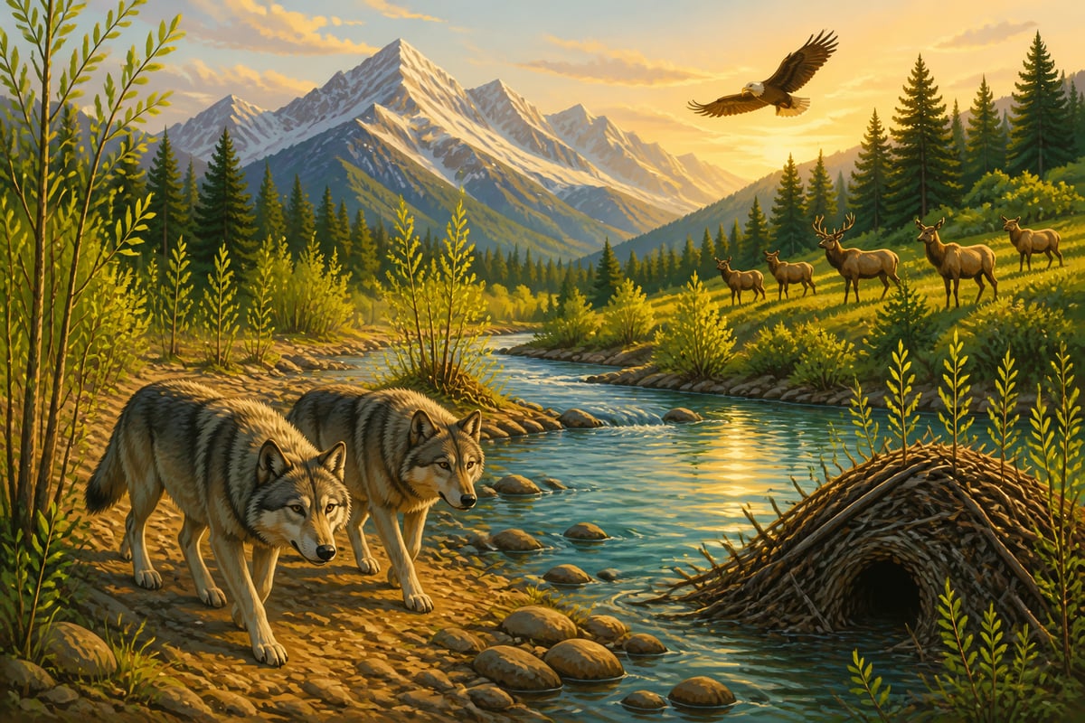 Wolves restoring the river in Yellowstone