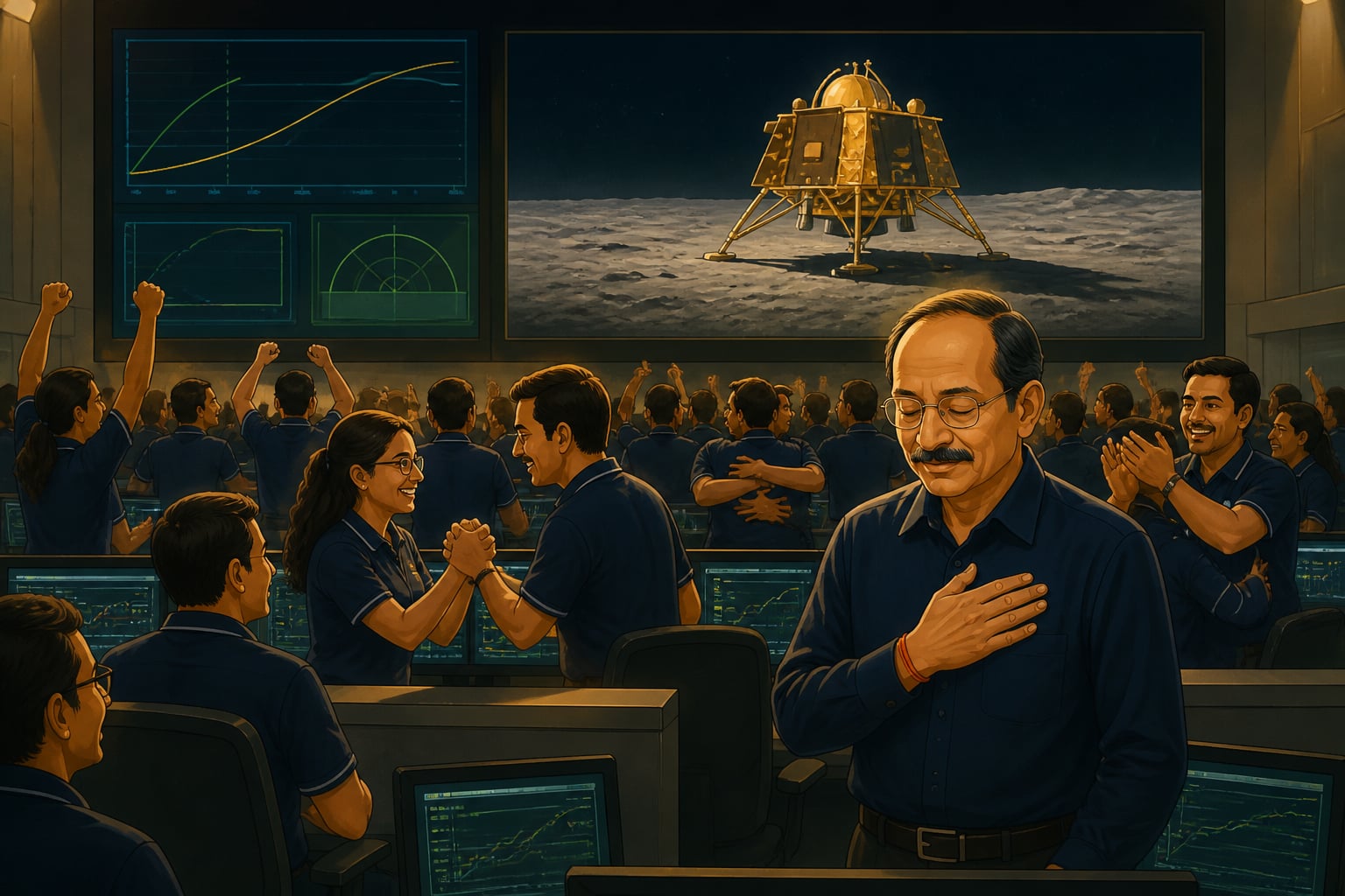 ISRO mission control after the Chandrayaan-3 lunar landing