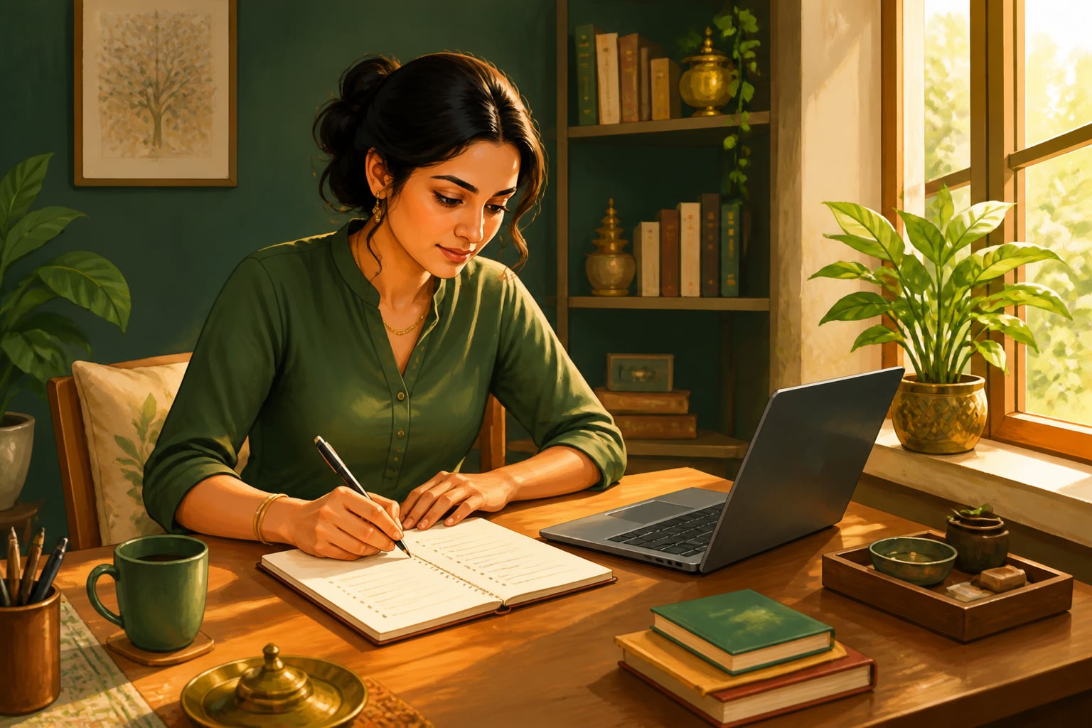 A modern professional realigned with her own work