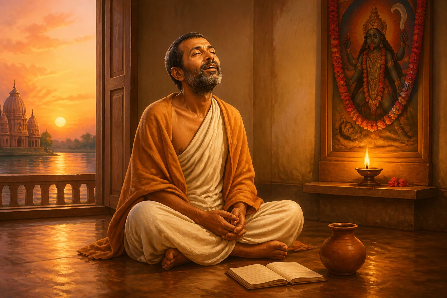 Sri Ramakrishna in devotional rapture at Dakshineswar