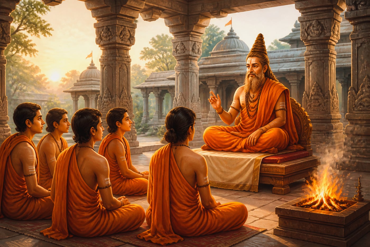Present-day Shankaracharya teaching shishyas at matha mantapa
