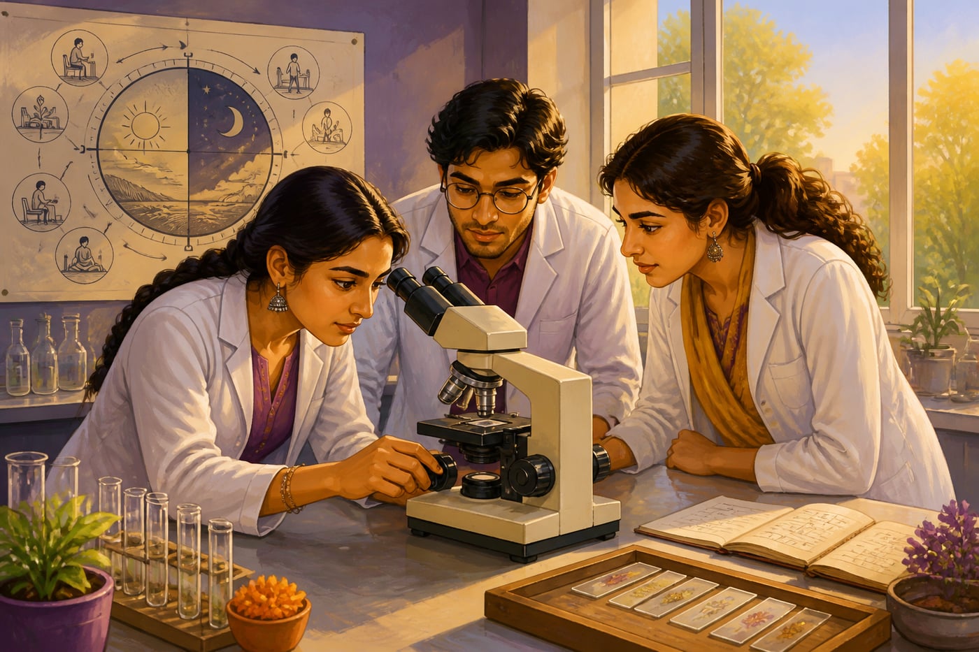 Modern circadian rhythm researchers in lab