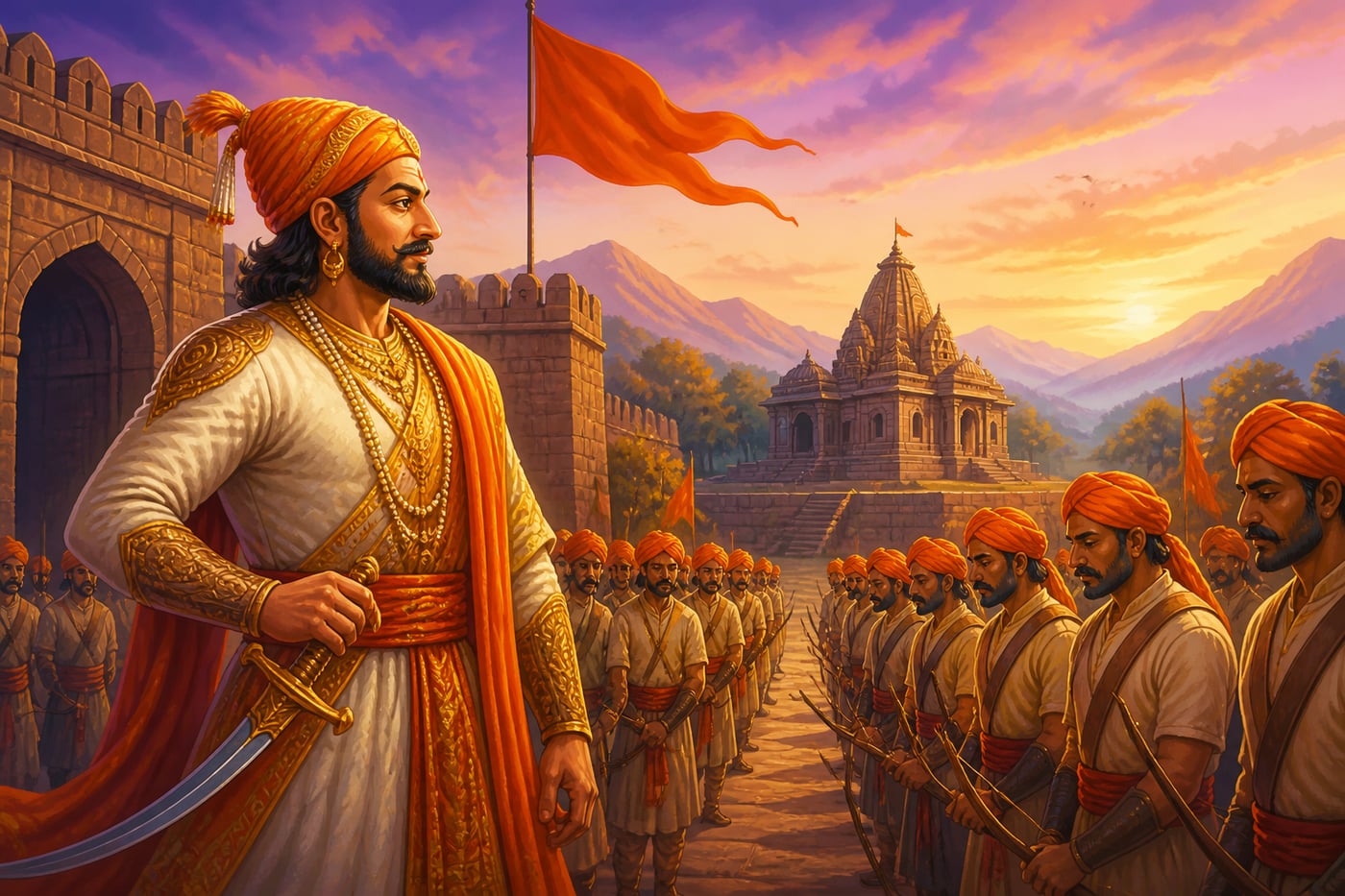 Shivaji inspecting his dharmic army