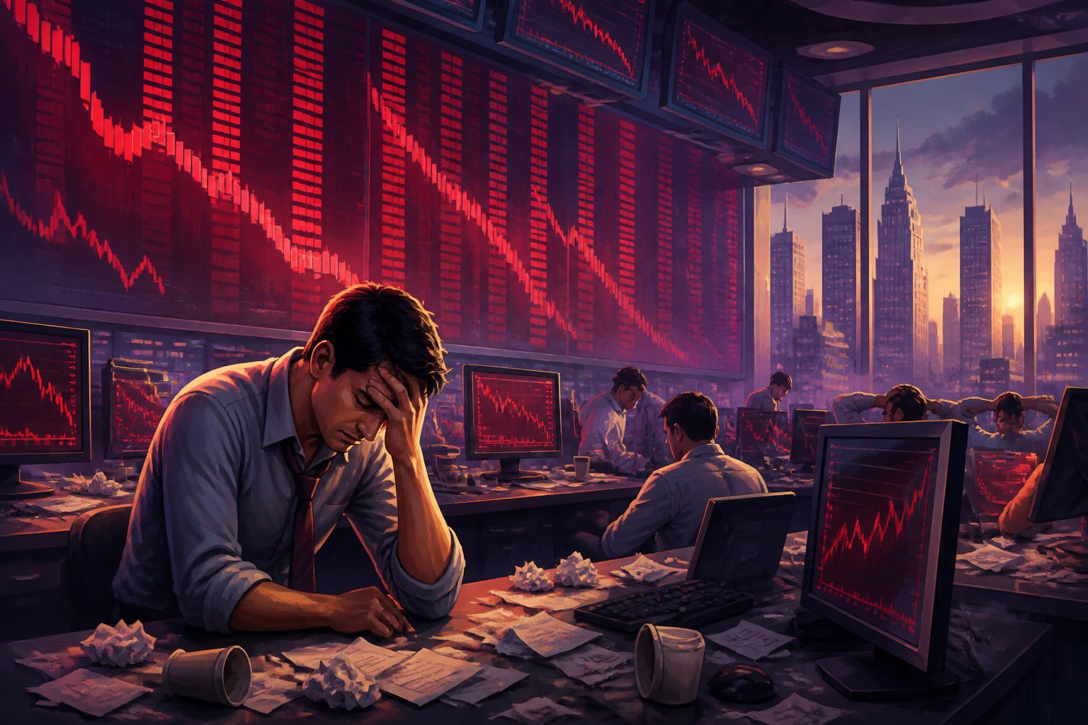 Wall Street trading floor in 2008 collapse