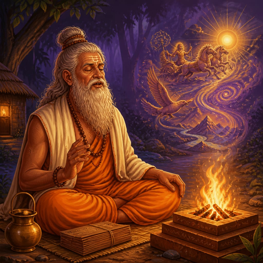Dirghatamas the blind seer composes Vac verses by the Saraswati