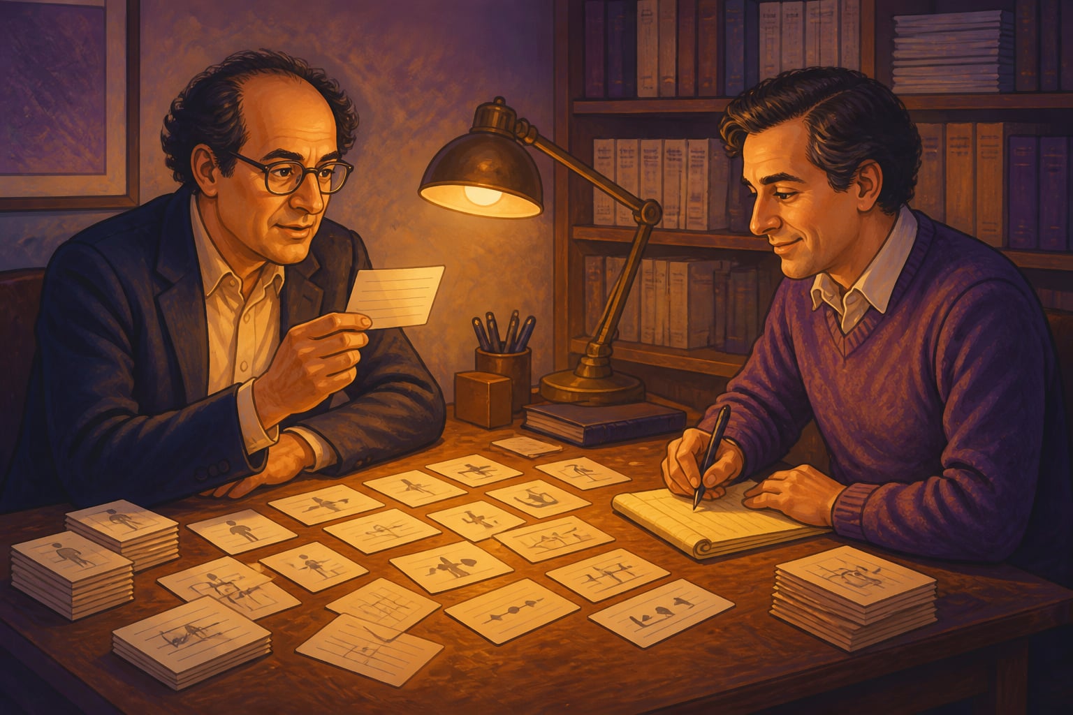 Kahneman and Tversky testing cognitive biases with index cards