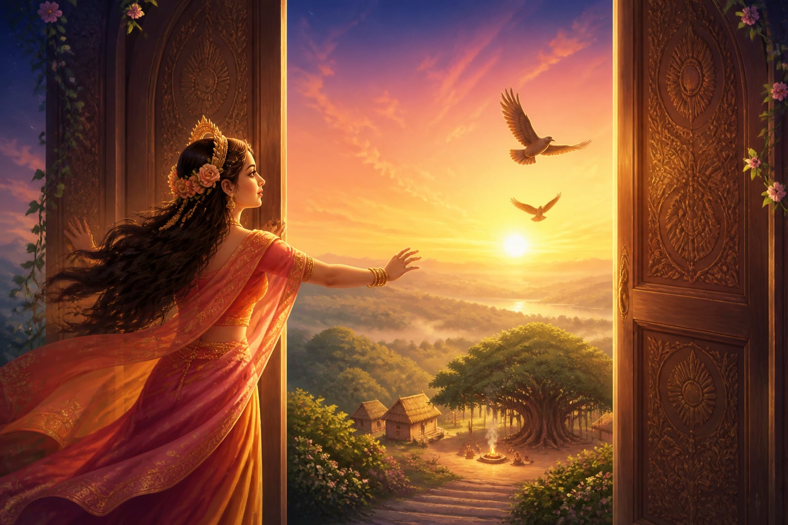 Ushas opening the cosmic doors of dawn