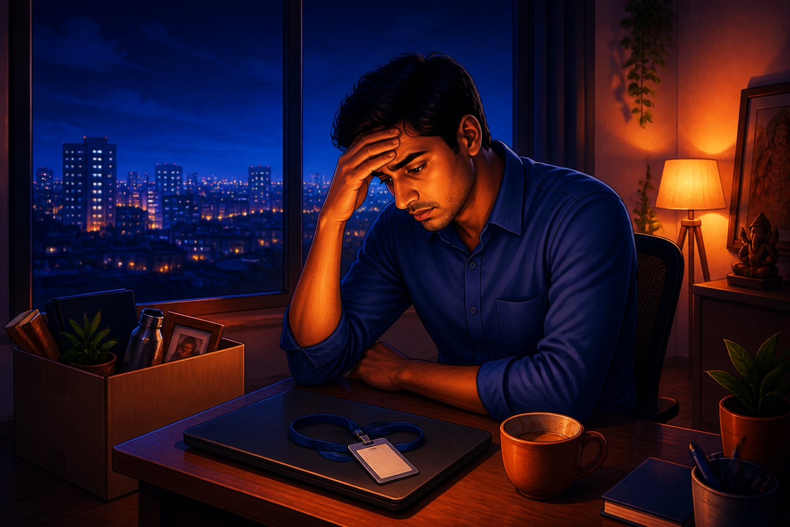 Tech worker alone after layoff in Bangalore