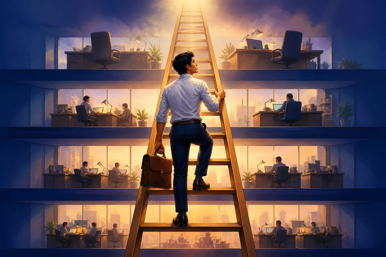 Professional climbing endless career ladder