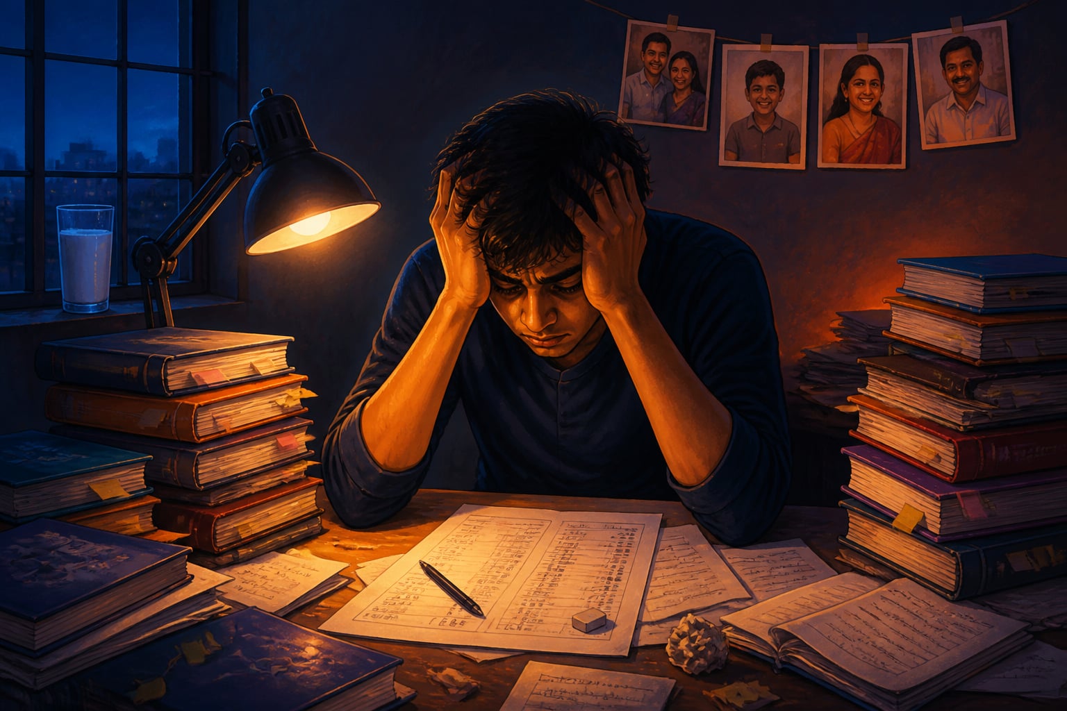 Engineering aspirant studying alone at 2 AM