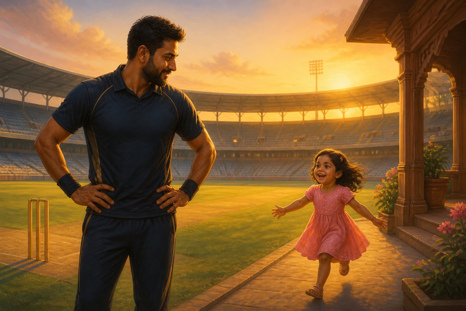 Virat Kohli softening for his daughter at the cricket pitch