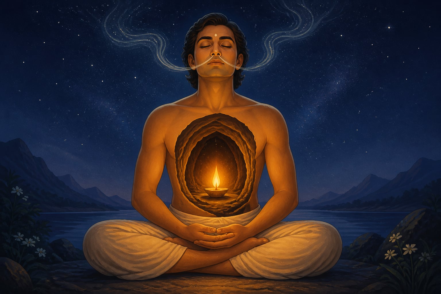The cave of the heart with a steady inner flame