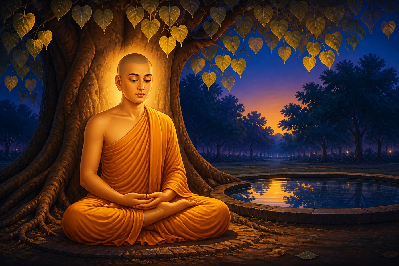 The Buddha watching thoughts beneath the bodhi tree