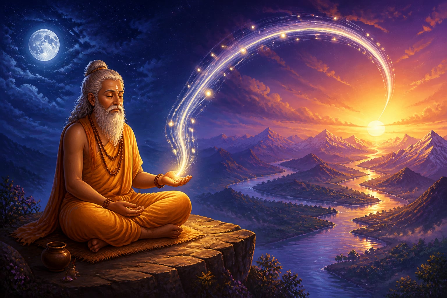 The wandering mind called back from sun, dawn, and waters