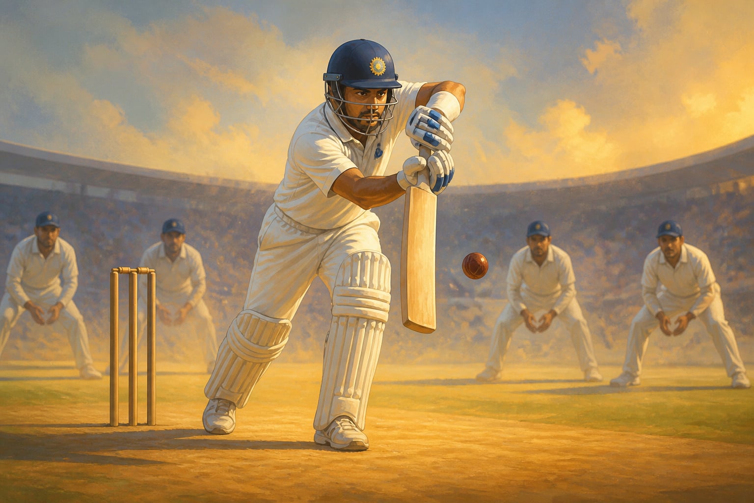 Rahul Dravid defending a delivery at the crease