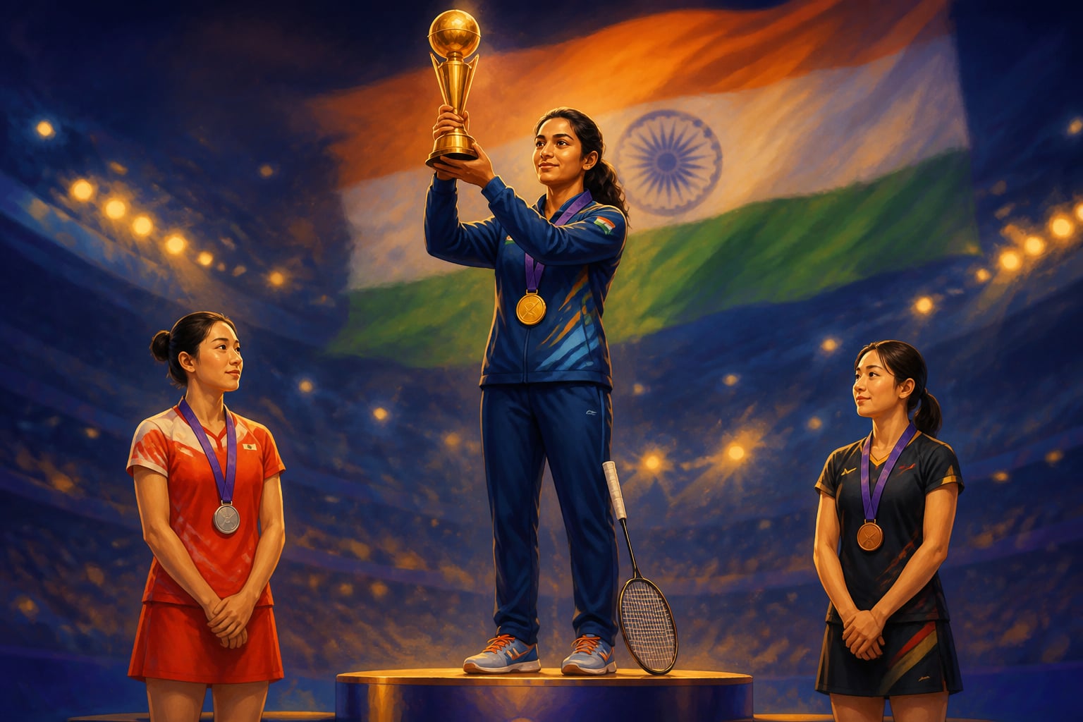 PV Sindhu lifting the 2019 World Championships trophy