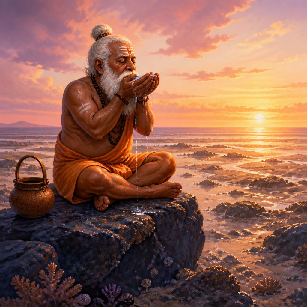 Rishi Agastya drinking the ocean at dawn