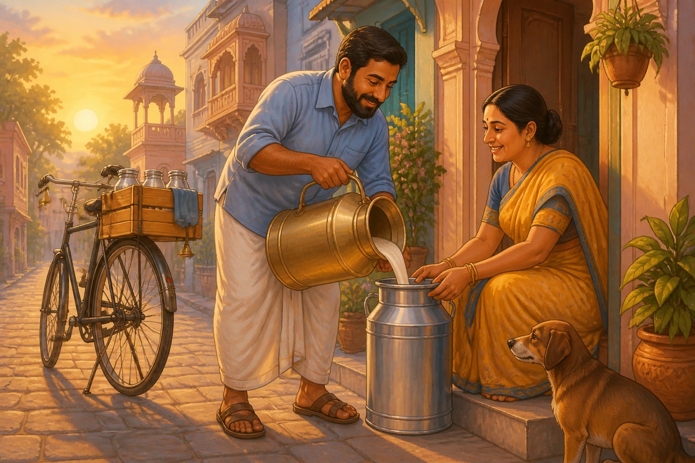 Gopal the honest milkman delivers pure unwatered milk at dawn