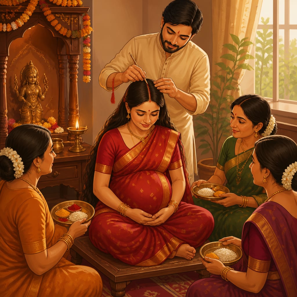 Simantonnayana hair-parting in the seventh month of pregnancy
