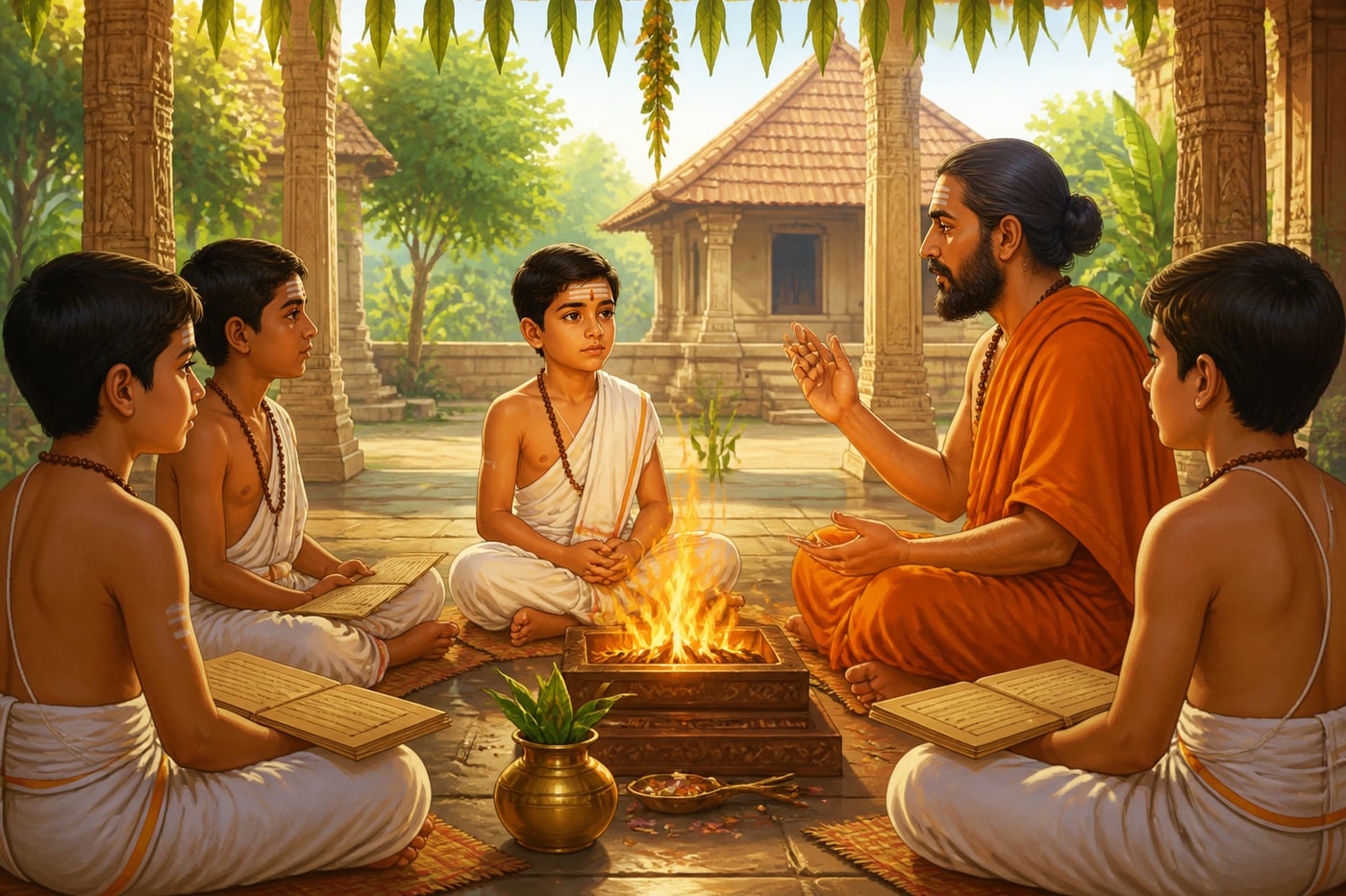 Brahmachari beginning Veda study at a Kanchipuram patashala