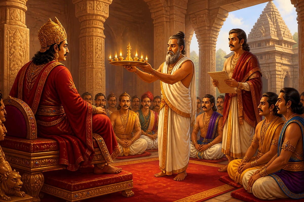 Royal aarti performed for Pulakeshin II at Aihole, 634 CE