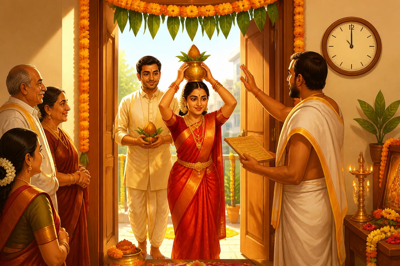 Griha pravesh ceremony performed at noon Abhijit muhurta